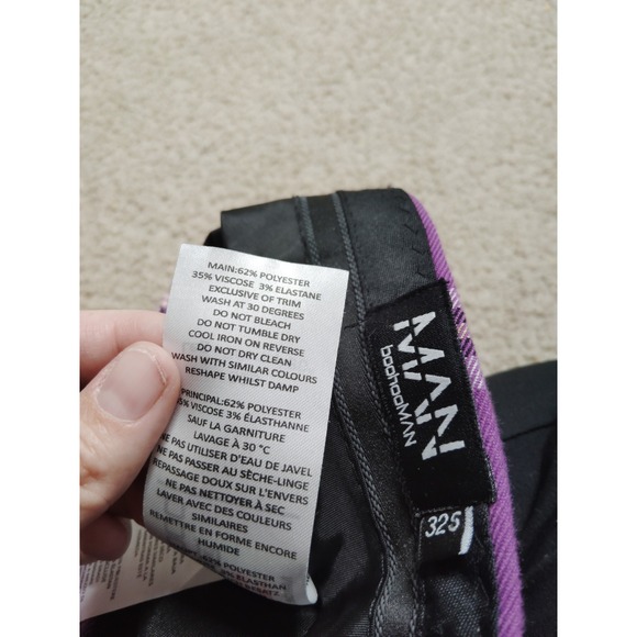 Boohoo Man Purple Plaid Dress Pants Men's Size 32x30 - Picture 4 of 7